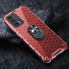 Funda Bumper Silicona Transparente Espejo 360 Grados con Magnetico Anillo de dedo Soporte AM1 para Realme X7 Max 5G Rojo