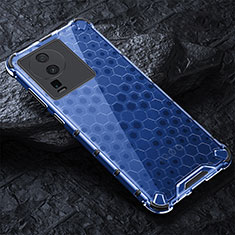 Funda Bumper Silicona Transparente Espejo 360 Grados con Magnetico Anillo de dedo Soporte AM1 para Vivo iQOO Neo7 SE Azul