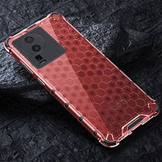 Funda Bumper Silicona Transparente Espejo 360 Grados con Magnetico Anillo de dedo Soporte AM1 para Vivo iQOO Neo7 SE Rojo