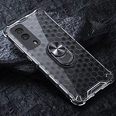 Funda Bumper Silicona Transparente Espejo 360 Grados con Magnetico Anillo de dedo Soporte AM1 para Vivo iQOO Z5x 5G Gris