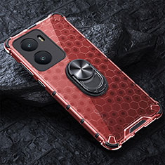 Funda Bumper Silicona Transparente Espejo 360 Grados con Magnetico Anillo de dedo Soporte AM1 para Vivo T2x 5G V2253 Rojo