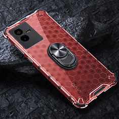 Funda Bumper Silicona Transparente Espejo 360 Grados con Magnetico Anillo de dedo Soporte AM1 para Vivo Y73t Rojo