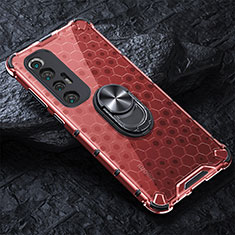 Funda Bumper Silicona Transparente Espejo 360 Grados con Magnetico Anillo de dedo Soporte AM1 para Xiaomi Mi 10S 5G Rojo