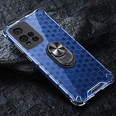 Funda Bumper Silicona Transparente Espejo 360 Grados con Magnetico Anillo de dedo Soporte AM1 para Xiaomi Mi 11i 5G (2022) Azul