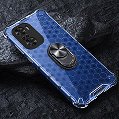 Funda Bumper Silicona Transparente Espejo 360 Grados con Magnetico Anillo de dedo Soporte AM1 para Xiaomi Mi 11i 5G Azul