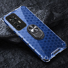 Funda Bumper Silicona Transparente Espejo 360 Grados con Magnetico Anillo de dedo Soporte AM1 para Xiaomi Mi 12T 5G Azul