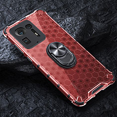 Funda Bumper Silicona Transparente Espejo 360 Grados con Magnetico Anillo de dedo Soporte AM1 para Xiaomi Mi Mix 4 5G Rojo