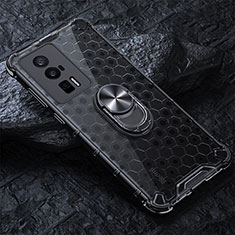 Funda Bumper Silicona Transparente Espejo 360 Grados con Magnetico Anillo de dedo Soporte AM1 para Xiaomi Poco F5 Pro 5G Negro