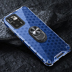 Funda Bumper Silicona Transparente Espejo 360 Grados con Magnetico Anillo de dedo Soporte AM1 para Xiaomi Poco X3 GT 5G Azul