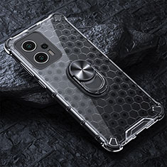 Funda Bumper Silicona Transparente Espejo 360 Grados con Magnetico Anillo de dedo Soporte AM1 para Xiaomi Poco X4 GT 5G Blanco
