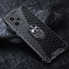 Funda Bumper Silicona Transparente Espejo 360 Grados con Magnetico Anillo de dedo Soporte AM1 para Xiaomi Poco X4 GT 5G Negro