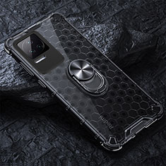 Funda Bumper Silicona Transparente Espejo 360 Grados con Magnetico Anillo de dedo Soporte AM1 para Xiaomi Redmi K50 5G Negro