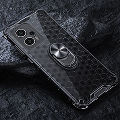 Funda Bumper Silicona Transparente Espejo 360 Grados con Magnetico Anillo de dedo Soporte AM1 para Xiaomi Redmi K50i 5G Negro