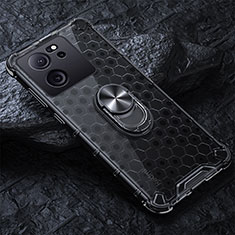 Funda Bumper Silicona Transparente Espejo 360 Grados con Magnetico Anillo de dedo Soporte AM1 para Xiaomi Redmi K60 Ultra 5G Negro