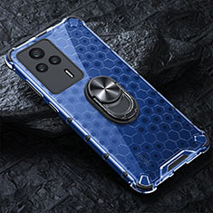 Funda Bumper Silicona Transparente Espejo 360 Grados con Magnetico Anillo de dedo Soporte AM1 para Xiaomi Redmi K60E 5G Azul