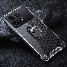 Funda Bumper Silicona Transparente Espejo 360 Grados con Magnetico Anillo de dedo Soporte AM1 para Xiaomi Redmi K70 Pro 5G Gris