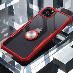 Funda Bumper Silicona Transparente Espejo 360 Grados con Magnetico Anillo de dedo Soporte para Apple iPhone 11 Pro Max Rojo