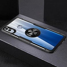 Funda Bumper Silicona Transparente Espejo 360 Grados con Magnetico Anillo de dedo Soporte para Huawei Honor 10 Lite Negro