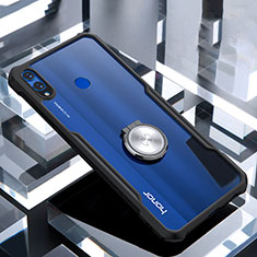 Funda Bumper Silicona Transparente Espejo 360 Grados con Magnetico Anillo de dedo Soporte para Huawei Honor 8X Negro