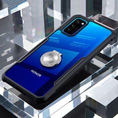 Funda Bumper Silicona Transparente Espejo 360 Grados con Magnetico Anillo de dedo Soporte para Huawei Honor V30 5G Negro