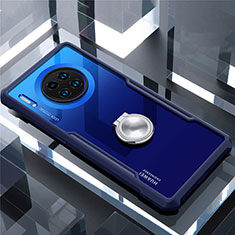 Funda Bumper Silicona Transparente Espejo 360 Grados con Magnetico Anillo de dedo Soporte para Huawei Mate 30 Pro Azul
