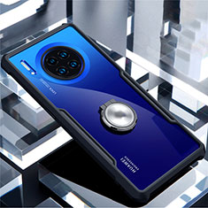 Funda Bumper Silicona Transparente Espejo 360 Grados con Magnetico Anillo de dedo Soporte para Huawei Mate 30E Pro 5G Negro