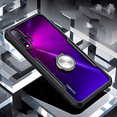 Funda Bumper Silicona Transparente Espejo 360 Grados con Magnetico Anillo de dedo Soporte para Huawei Nova 5 Pro Negro