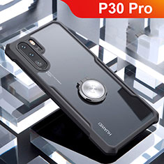 Funda Bumper Silicona Transparente Espejo 360 Grados con Magnetico Anillo de dedo Soporte para Huawei P30 Pro New Edition Negro