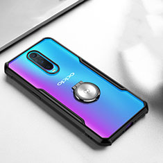 Funda Bumper Silicona Transparente Espejo 360 Grados con Magnetico Anillo de dedo Soporte para Oppo RX17 Pro Negro