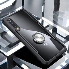 Funda Bumper Silicona Transparente Espejo 360 Grados con Magnetico Anillo de dedo Soporte para Xiaomi Mi 9 Pro Negro