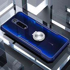 Funda Bumper Silicona Transparente Espejo 360 Grados con Magnetico Anillo de dedo Soporte T01 para Xiaomi Mi 9T Pro Azul