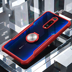 Funda Bumper Silicona Transparente Espejo 360 Grados con Magnetico Anillo de dedo Soporte T01 para Xiaomi Redmi K20 Rojo