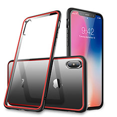 Funda Bumper Silicona Transparente Espejo 360 Grados para Apple iPhone Xs Rojo y Negro