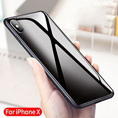 Funda Bumper Silicona Transparente Espejo 360 Grados T04 para Apple iPhone Xs Negro