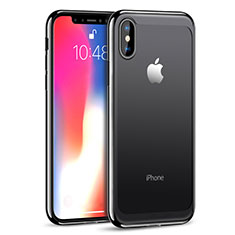 Funda Bumper Silicona Transparente Espejo 360 Grados T05 para Apple iPhone X Negro