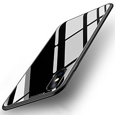 Funda Bumper Silicona Transparente Espejo 360 Grados T07 para Apple iPhone Xs Negro