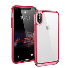 Funda Bumper Silicona Transparente Espejo 360 Grados T08 para Apple iPhone Xs Max Rojo