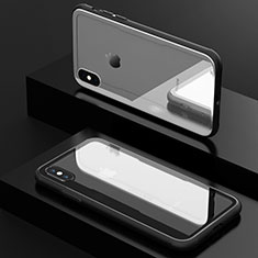 Funda Bumper Silicona Transparente Espejo 360 Grados T09 para Apple iPhone Xs Negro