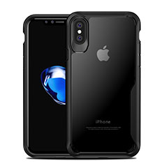 Funda Bumper Silicona Transparente Espejo 360 Grados T10 para Apple iPhone Xs Negro