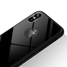 Funda Bumper Silicona Transparente Espejo 360 Grados T15 para Apple iPhone X Negro