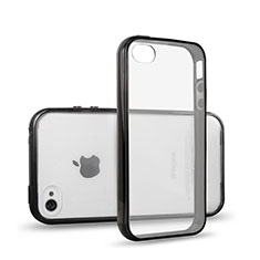 Funda Bumper Silicona Transparente Mate para Apple iPhone 4S Negro