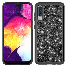 Funda Bumper Silicona y Plastico Carcasa Frontal y Trasera 360 Grados Bling-Bling JX1 para Samsung Galaxy A30S Negro