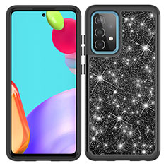 Funda Bumper Silicona y Plastico Carcasa Frontal y Trasera 360 Grados Bling-Bling JX1 para Samsung Galaxy A52 4G Negro