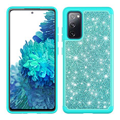 Funda Bumper Silicona y Plastico Carcasa Frontal y Trasera 360 Grados Bling-Bling JX1 para Samsung Galaxy S20 FE (2022) 5G Cian