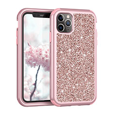 Funda Bumper Silicona y Plastico Carcasa Frontal y Trasera 360 Grados Bling-Bling para Apple iPhone 11 Pro Max Oro Rosa