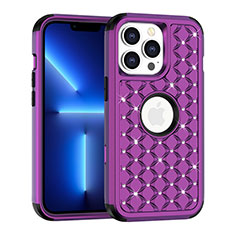 Funda Bumper Silicona y Plastico Carcasa Frontal y Trasera 360 Grados Bling-Bling para Apple iPhone 13 Pro Max Morado