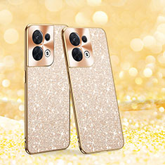 Funda Bumper Silicona y Plastico Carcasa Frontal y Trasera 360 Grados Bling-Bling para Oppo Reno9 5G Oro