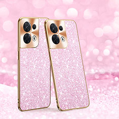 Funda Bumper Silicona y Plastico Carcasa Frontal y Trasera 360 Grados Bling-Bling para Oppo Reno9 5G Rosa