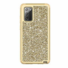 Funda Bumper Silicona y Plastico Carcasa Frontal y Trasera 360 Grados Bling-Bling para Samsung Galaxy Note 20 5G Oro