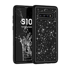 Funda Bumper Silicona y Plastico Carcasa Frontal y Trasera 360 Grados Bling-Bling para Samsung Galaxy S10 5G Negro